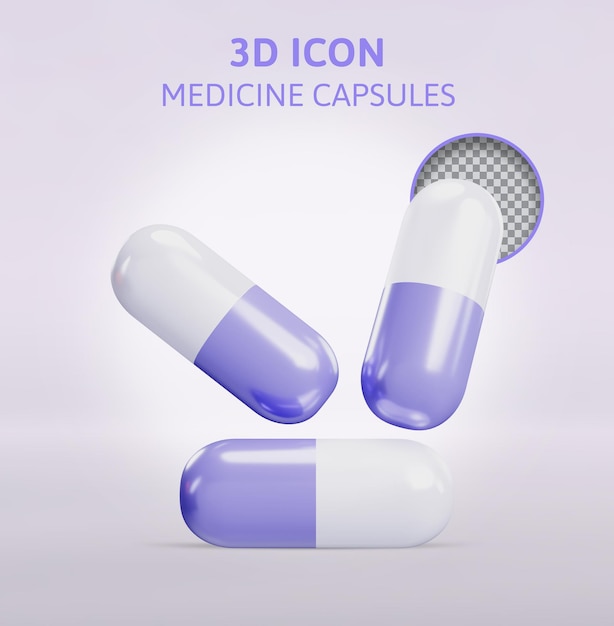 Ilustração de renderização 3d de cápsulas de medicamento