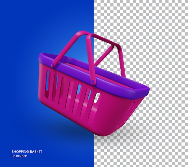 Ilustração de renderização 3d de cesta de compras de cliente vazia