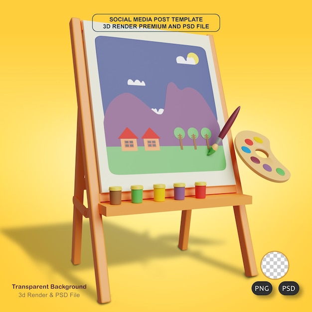 Ilustração de renderização 3d de classe de arte