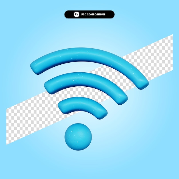 Ilustração de renderização 3d de conexão Wi-Fi isolada