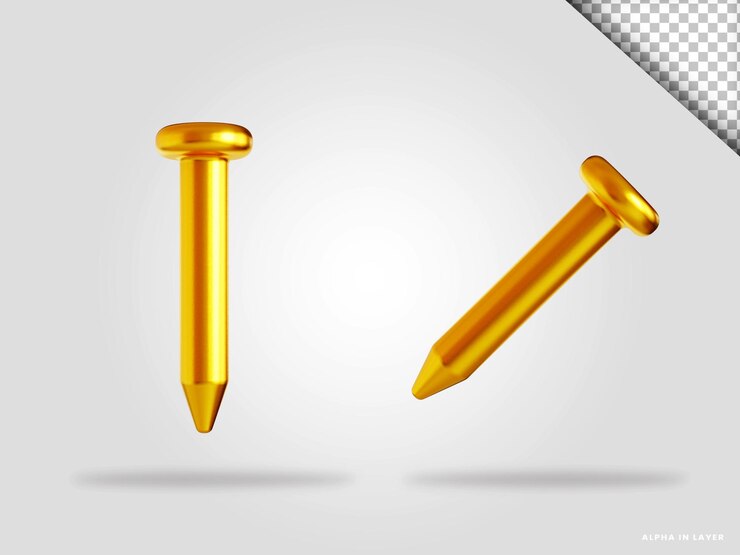 PSD ilustração de renderização 3d de construção de unhas douradas isolada