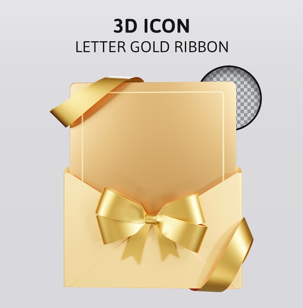 PSD ilustração de renderização 3d de fita de ouro de carta