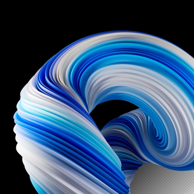PSD ilustração de renderização 3d de forma espiral abstrata em fundo preto