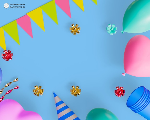 Ilustração de renderização 3d de ícone de banner de elemento de festa