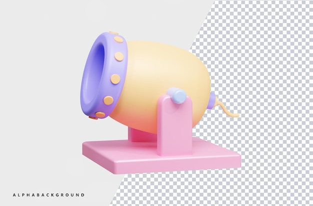 Ilustração de renderização 3d de ícone de canhão PSD Premium