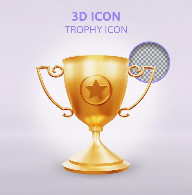 PSD ilustração de renderização 3d de ícone de troféu de ouro