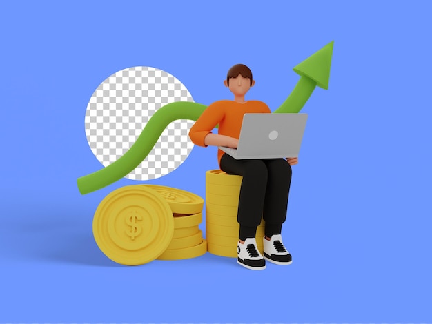 Ilustração de renderização 3d de investimento empresarial isolada