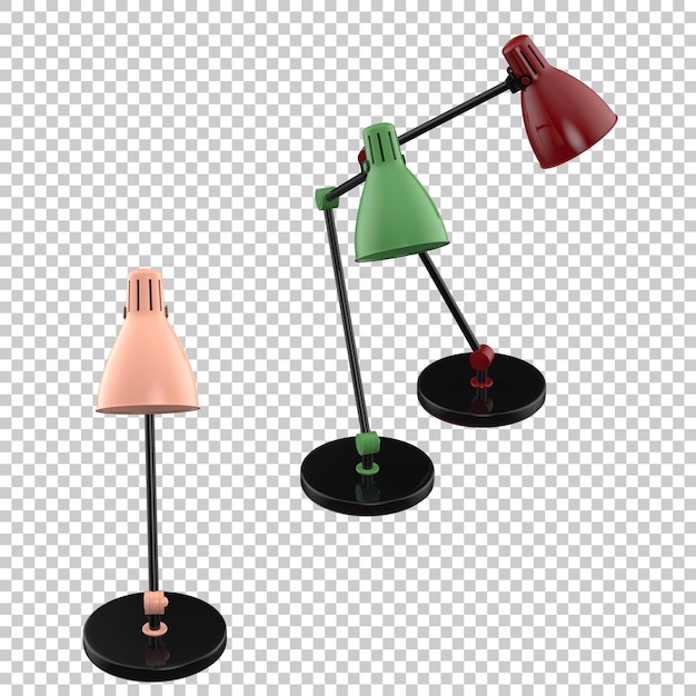 PSD ilustração de renderização 3d de lâmpada de mesa moderna isolada em fundo transparente