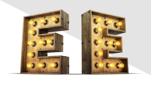 Ilustração de renderização 3d de madeira alfabeto lâmpada