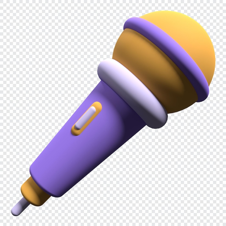 PSD ilustração de renderização 3d de microfone microfone para cantar ou conceito de podcast ícone de renderização 3d de estilo minimalista de ilustração de renderização 3d de microfone