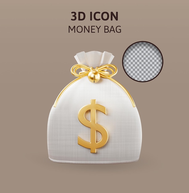 PSD ilustração de renderização 3d de moeda de ouro de bolsa de dinheiro