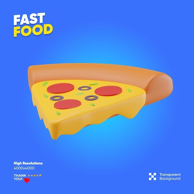 PSD ilustração de renderização 3d de pizza ícone isolado