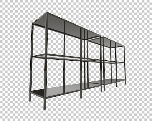 Ilustração de renderização 3D de prateleiras isoladas em fundo transparente