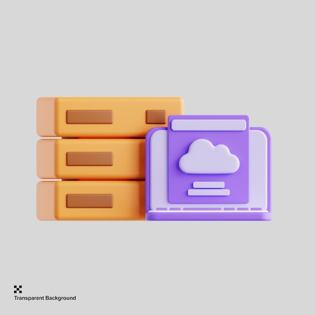 PSD ilustração de renderização 3d de servidor de nuvem
