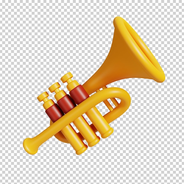 PSD ilustração de renderização 3d de trompete isolado ícone mínimo de instrumento musical estilo de desenho animado