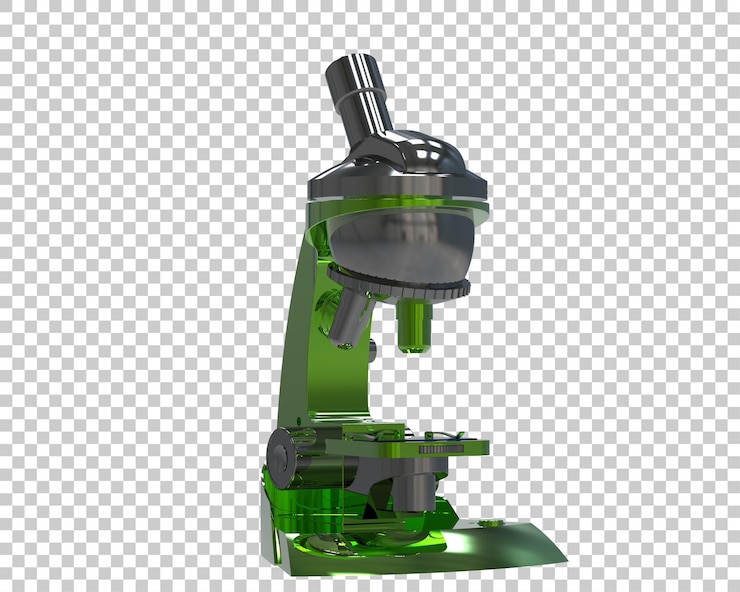 PSD ilustração de renderização 3d de um microscópio isolado no fundo