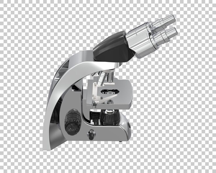 PSD ilustração de renderização 3d de um microscópio isolado no fundo