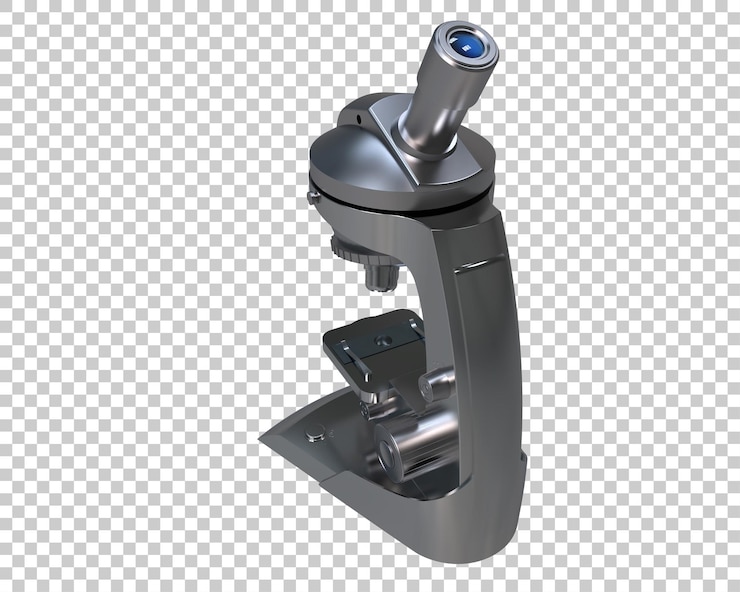 PSD ilustração de renderização 3d de um microscópio isolado no fundo