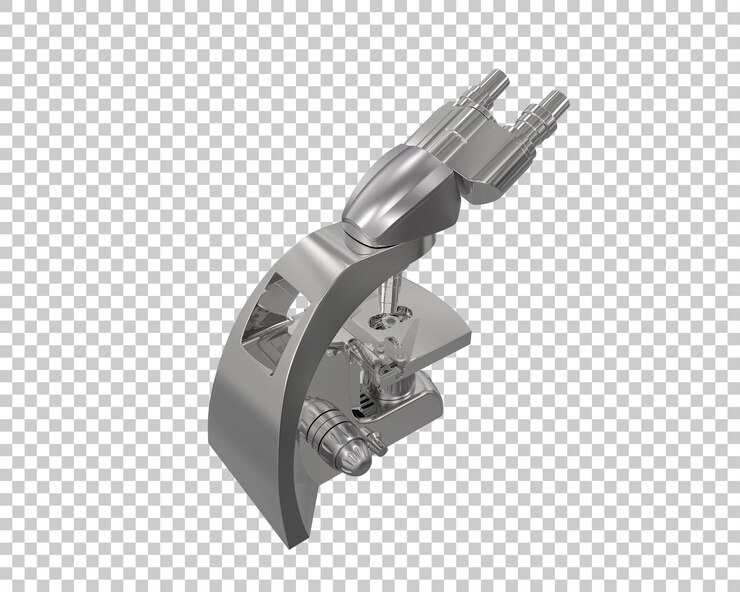 PSD ilustração de renderização 3d de um microscópio isolado no fundo