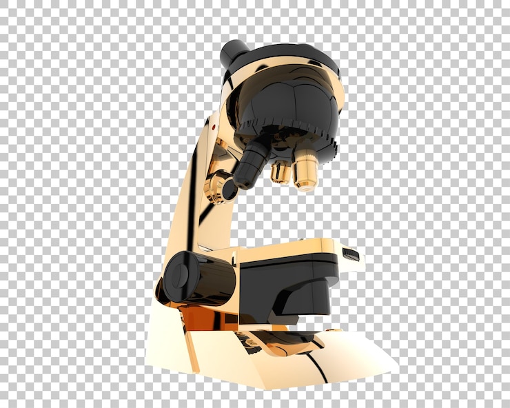 PSD ilustração de renderização 3d de um microscópio isolado no fundo