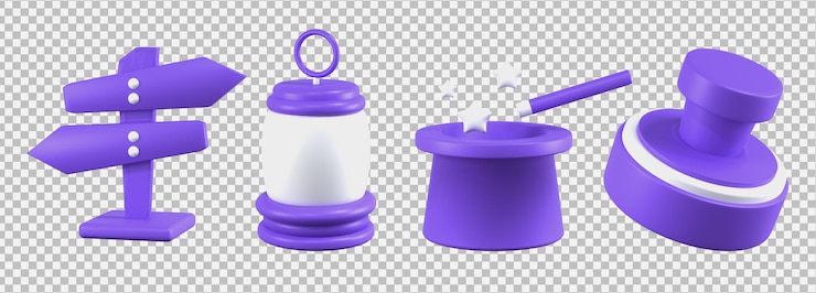 PSD ilustração de renderização 3d de vários objetos