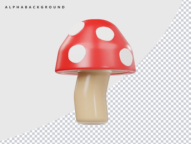Ilustração de renderização 3D do ícone de cogumelo