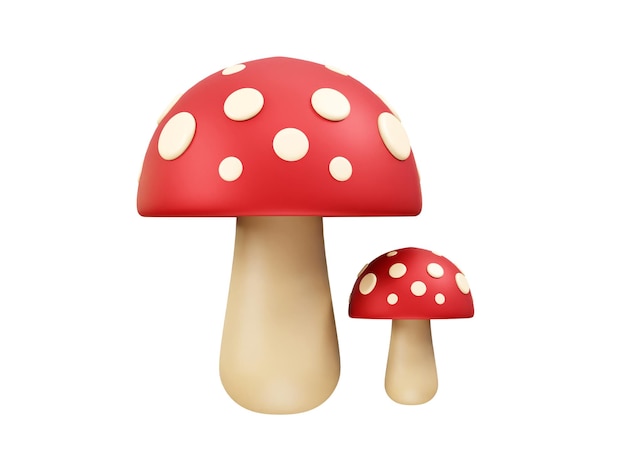Ilustração de renderização 3D do ícone de comida de cogumelo
