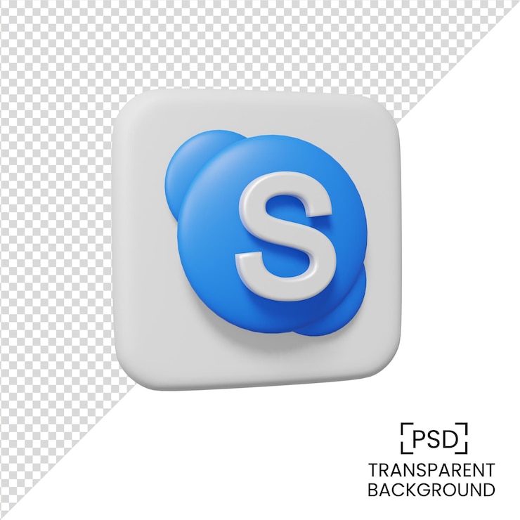 PSD ilustração de renderização 3d do ícone de mídia social do skype isolada