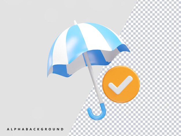 PSD ilustração de renderização 3d do ícone do guarda-chuva