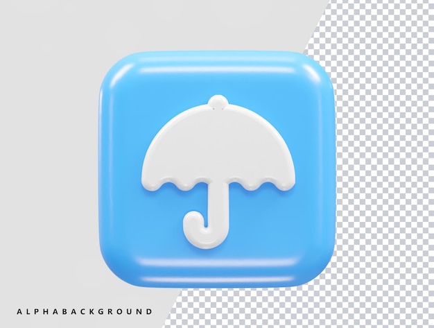 PSD ilustração de renderização 3d do ícone do guarda-chuva