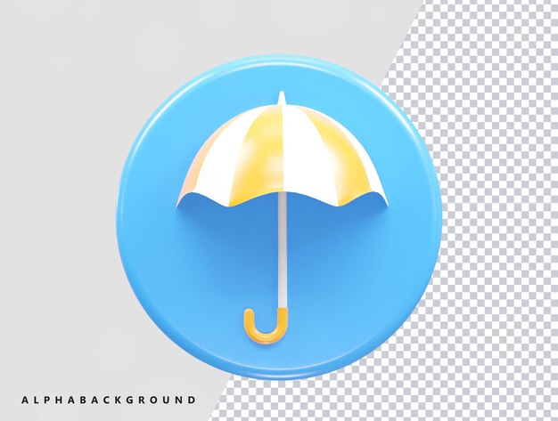 PSD ilustração de renderização 3d do ícone do guarda-chuva
