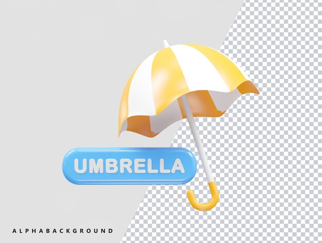 Ilustração de renderização 3d do ícone do guarda-chuva