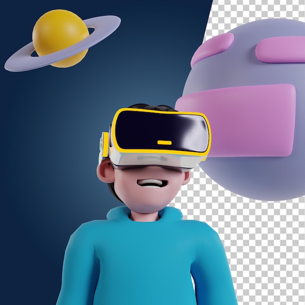 Ilustração de renderização 3D do Metaverse AI