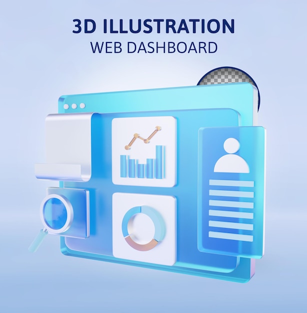 ilustração de renderização 3d do painel da web