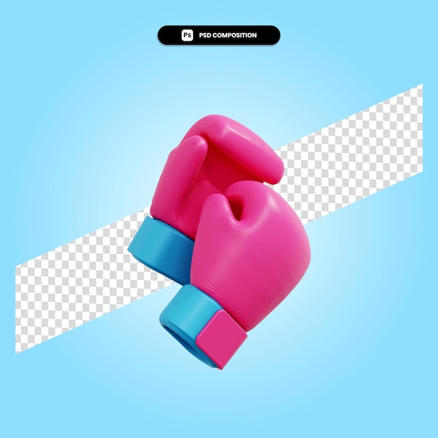 PSD ilustração de renderização 3d isolada de luvas de boxe