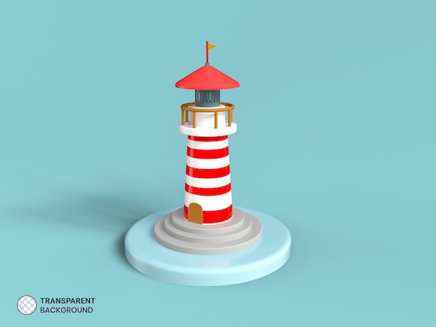 Ilustração de renderização 3d isolada do farol