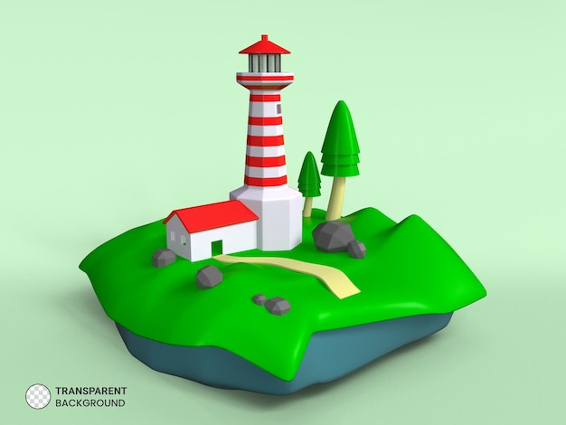 Ilustração de renderização 3d isolada do farol