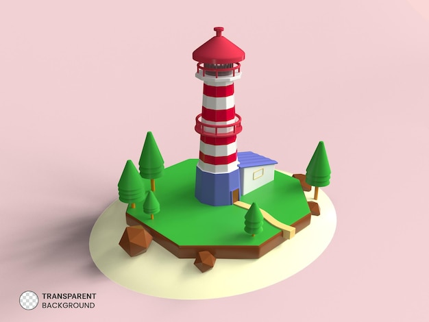 Ilustração de renderização 3d isolada do farol