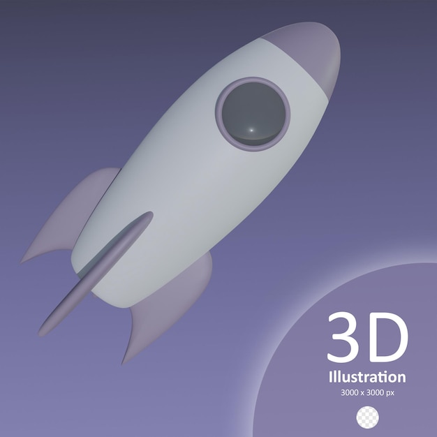Ilustração de renderização 3d isolada do ícone do foguete PSD