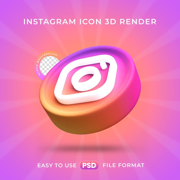 PSD ilustração de renderização 3d isolada do ícone do logotipo do instagram