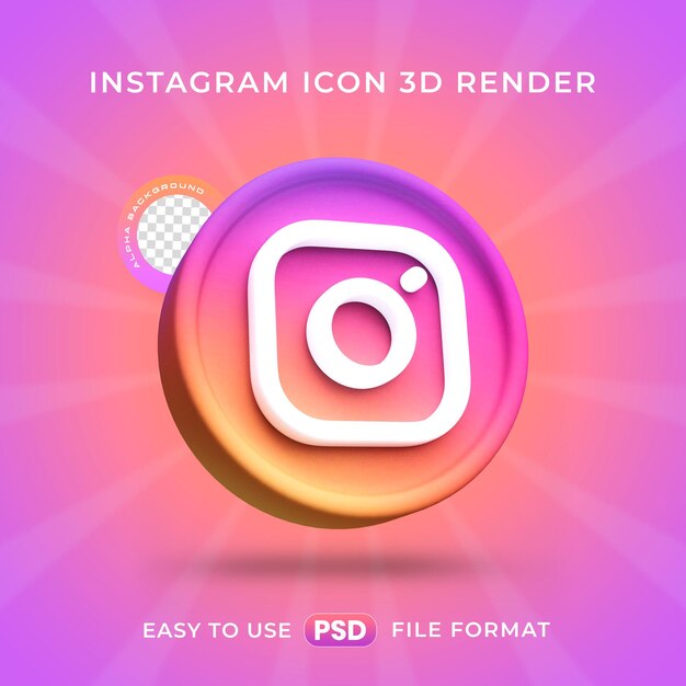 PSD ilustração de renderização 3d isolada do ícone do logotipo do instagram