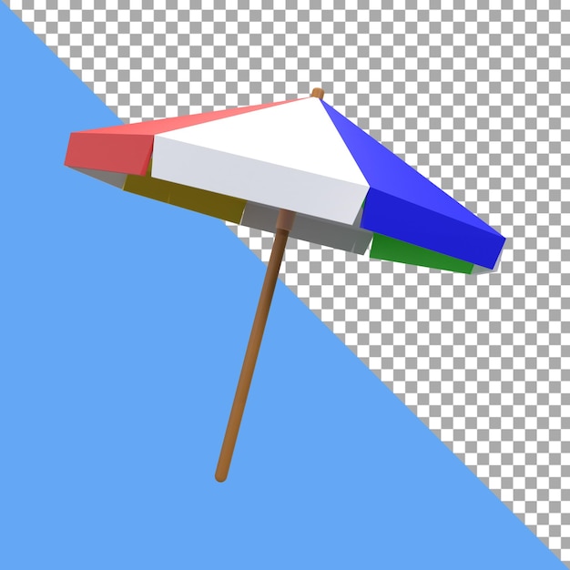 PSD ilustração de renderização 3d praia de guarda-chuva de férias de verão