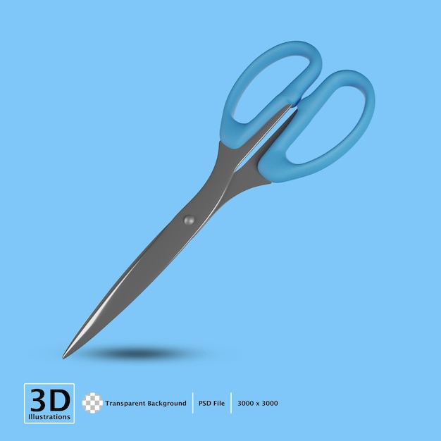 PSD ilustração de renderização de ícone 3d de tesoura