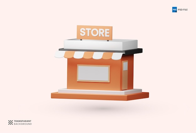 ilustração de renderização de ícone de loja de loja 3d