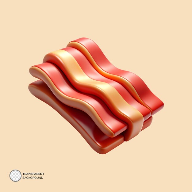 PSD ilustração de renderização de ícones de bacon psd 3d