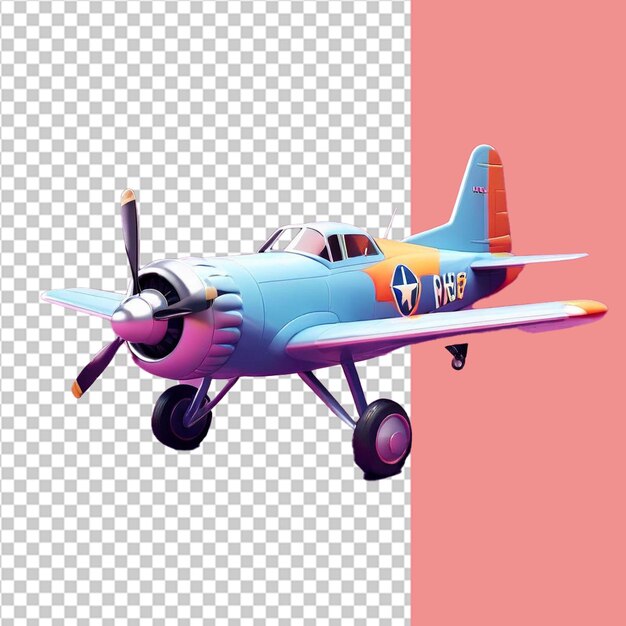 PSD ilustração de renderização de octana de ícone 3d de brinquedo de avião realista e colorido em fundo isolado