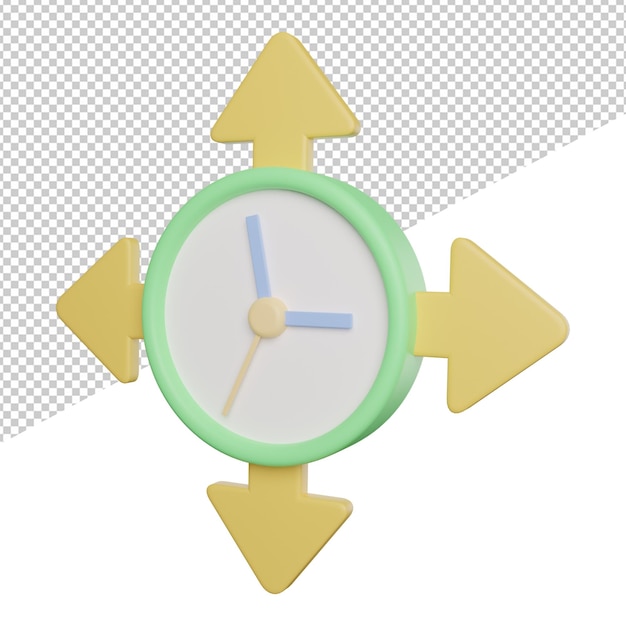 PSD ilustração de renderização do ícone 3d da visão lateral do tempo de gerenciamento em fundo transparente