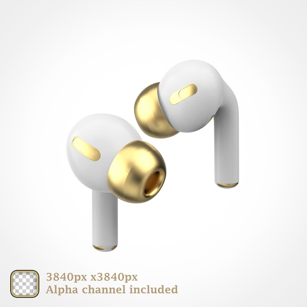 Ilustração de renderização em 3d de airpods de fones de ouvido bluetooth