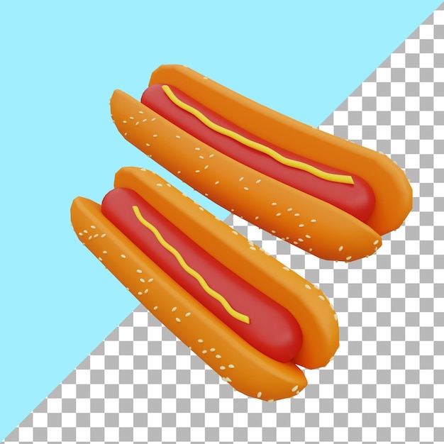 Ilustração de renderizações 3d de cachorros-quentes deliciosos