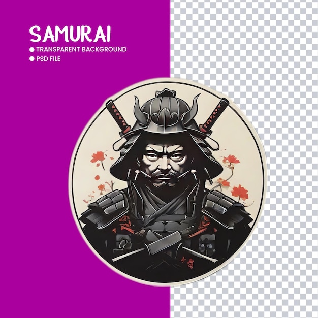 PSD ilustração de samurai com fundo transparente